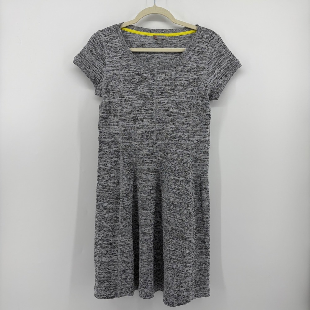 Talbots A-Line Dress Grey Women SP Short Sleeve Space Dye‎ Knit Scoop Neck